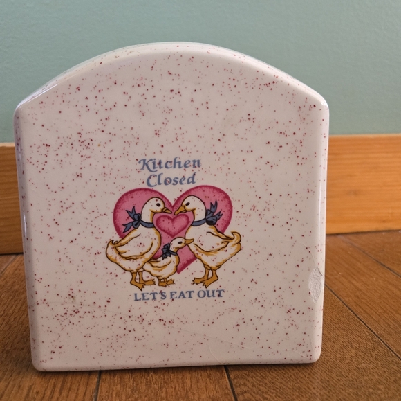 Cottagecore Country Goose Napkin Holder Ceramic - Picture 2 of 5